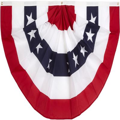 China High Quality National Polyester Fan Flag Embroidery Pleated Flag With Patriot Stars and Stripes Flag for sale