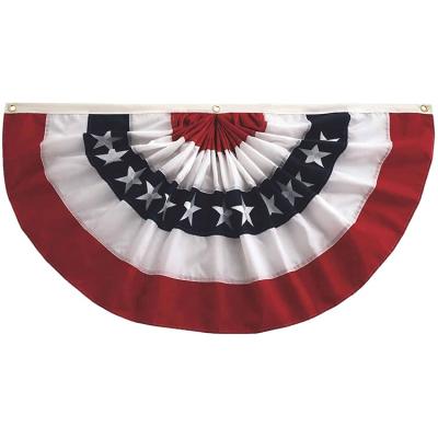 China Advertising High Quality National America Pleated Fan Flag Embroidery Flag FAN FLAGS for sale