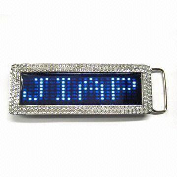 China Blue color Scrolling LED message belt buckle for sale