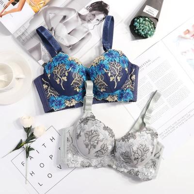 China Factory Dropshipping Viable Supply Embroidery Sexy Deep Beauty Women's New V Bra And Panty Set for sale