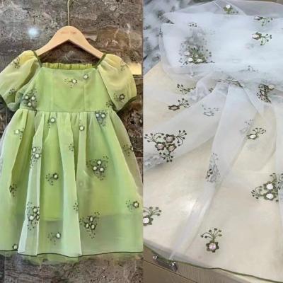 China Summer spring pure lace multicolor embroidery fabric white embroidered flower for making children's clothing for sale