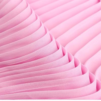 China Wrinkle Resistant Cheap Solid Dyed 100% Polyester Pleat Pleated Chiffon Fabric For Summer Dress for sale