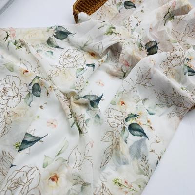 China Factory price pure fabric yoryu 100 polyester fabric 75D printing crepe/customized fabric high quality wholesale yoryu chiffon in stock for sale