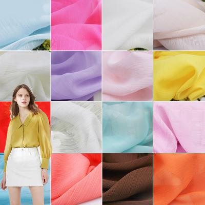 China Factory price pure polyester fabric 75D color crepe/fabric customized high quality wholesale pure yoryu chiffon in stock for sale