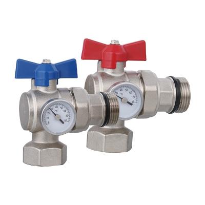 China The manufacturer carefully crafts the angle type brass ball valve with the thermometer 1