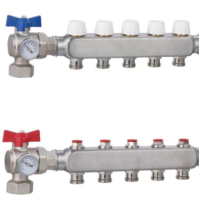 China Traditional stainless steel manifolds with flowmeter for radiant floor heating for sale