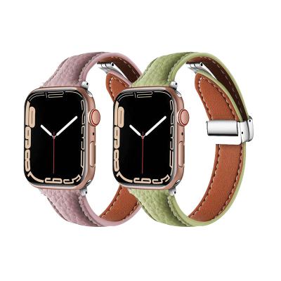 China Magnetic metal buckle Leather Classic Style For iWatch S8 Ultra 38mm Watch Strap Magnetic Metal Buckle For Apple Watch 7654321SE 42mm49mm Watch Band for sale