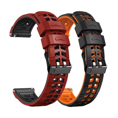 China Popular Double Row Pin Buckle 22MM New For Samsung Galaxy Watch3 4 Pin Buckle For Lwatch For Huawei GT2 3pro Silicone Band Gao Chi Jiaming Watch Strap for sale