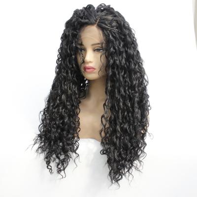 China Cheap Swiss Lace Front Wig Deep Wave High Temperature Synthetic Lace Hairs 8 Colors Inches Lace Up For Black Women for sale