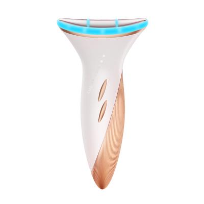 China Remove Fine Lines in Red Light Neck Therapy EMS RF Therapy Massager Yellow Blue Electric Neck Lift Beauty Instrument for sale