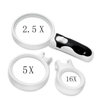 China Wholesale Interchangeable Led Magnifier Rubble Powerful Handle Illuminated Magnifier for sale