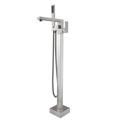 China Freestanding Square 304 Stainless Steel Slide Bar Bathtub Shower Faucet Freestanding Bathtub Faucet for sale