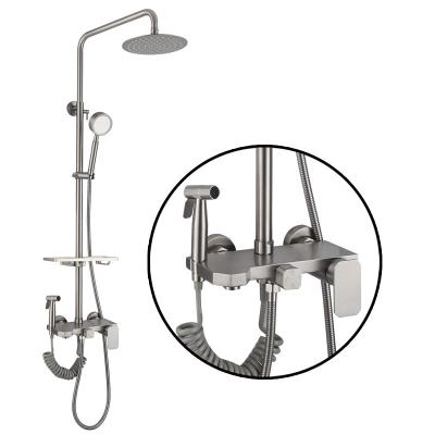 China With Slide Bar Luxury Stainless Steel Shower In The Wall Set Bathroom Hotel Shower Mixer With Stainless Steel Shower Head for sale