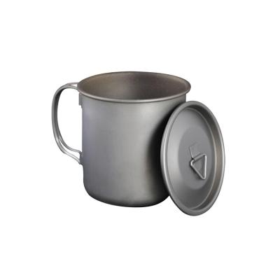 China Lightweight Hot Sale 420ML Hiking Travel Cooking Camping Cup Titanium With Folding Handle for sale