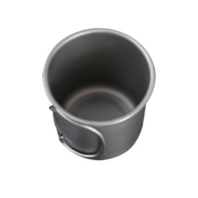 China Lightweight Customized Metal Fold Cup Titanium Drinking Cup Outdoor Camping With Folding Handle Lid for sale