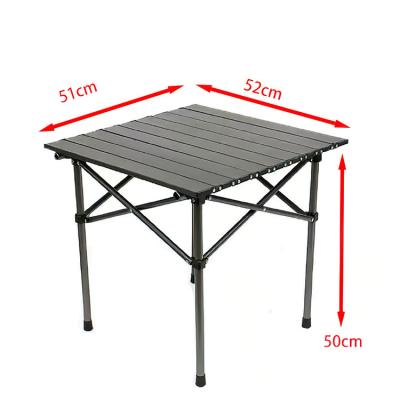 China Easy Folding Custom Travel Black Folding Table Egg Roll Folding Camping Table For Camping Beach Picnic for sale