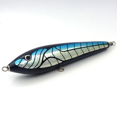 China Huge 180mm/220mm Handmade 95g 120g Sailfish GT Tuna Seawater Fish Killer Wooden Pencil Lure Huge Lure for sale