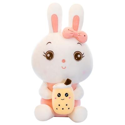 China Hot Selling Cute Fun Kawaii Boba Tea Hugging Pillow Gift For Kids Different Size Cute Bunny Boba Bubble Tea Plush Toys for sale