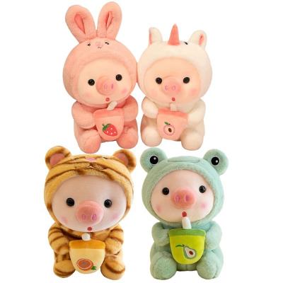 China Custom Sleep Pillow Kids Gift Kawaii Plush Pig Soft Toy Cute Fruit Boba Tea Bubble Pig Plush Toy for sale