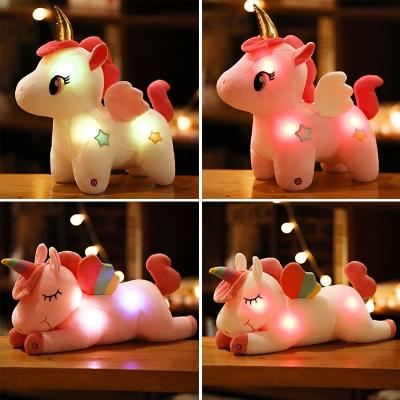 China Light Unicorn Plush Pillow Led Luminous Unicorn Stuffed Animal Plush Toy Night Decoration Factory Direct Sale for sale