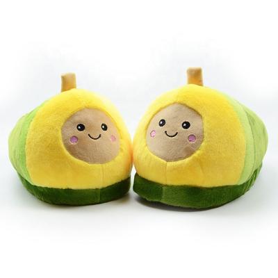 China Fashion trend new product winter plush fruit custom avocado slippers super soft creative indoor slippers for sale