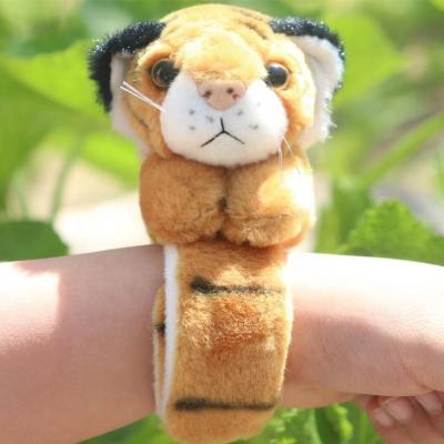 China Cute Wild Animal Plush Toy Tiger Panda Dog Leopard Stuffed Cute Gift Cartoon Plush Wristband Hand Puppet Bracelet New Arrival for sale