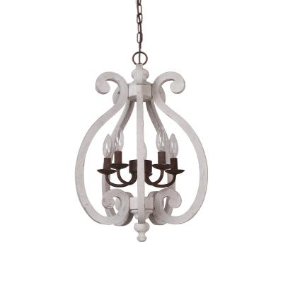 China Creative White Wood Chandelier Modern American Industrial Retro Chandeliers Wood Crafted Personality for sale