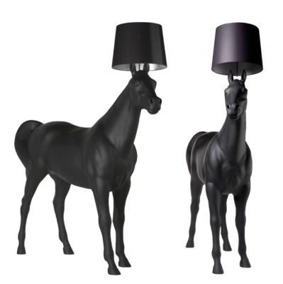 China Modern Creative Decorative Artistic Fiberglass Horse Carving Animal Floor Lamp for Hotel or Villa or Shopping Mall for sale