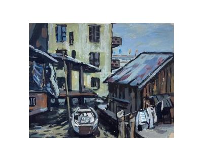 China Modern The Life Of The Village Oil Seascape Office Paintings Original Rectangle Canvas Painting for sale