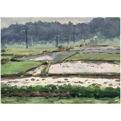 China Original Decorative Impressionist Paddy Fields Scenery Custom Oil Art Beautiful Scenery Wall Painting for sale