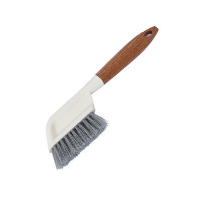 China Viable Wholesale Fluted Corner Crevice Red Oak Handle Dead Cleaning Brush For Bathroom Floor Cleaning for sale