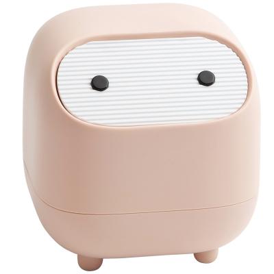 China Household viable cute style mini press type desk trash can for living room table use for sale