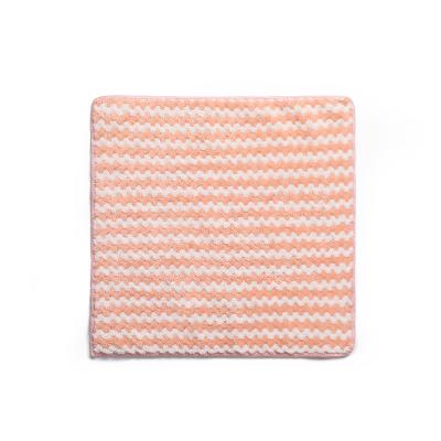 China Easy Clean Dust Five Pieces One Set Two Tone Double Sided Coral Fleece Dish Cleaning Cloth For Kitchen for sale