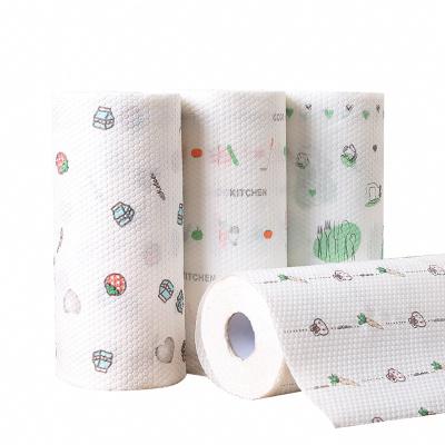 China Dishwashing Cleaning Convenient Disposable Washable Nonwoven Cleaning Cloth With Cute Pattern For Wet Dry for sale