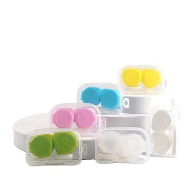 China Compact and Simple Mini Transparent Portable Cosmetic Contact Lens Case Box Travel Kit Contact Lenses Candy Color Boxes Contact Lenses Cases Cases Container Storage Rack for sale