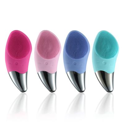 China Mini Facial Cleansing Brush Silicone Sonic Face Cleaner Deep Pore Acne Treatment Skin Massager Electric Face Brush Cleaning Device for sale