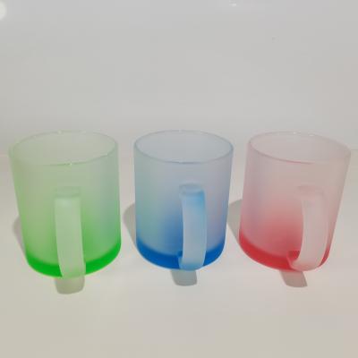 China Wholesale 11oz Viable Sublimation Glass Mugs Clear DIY Sublimation Glass Mug Frosted Coffee Mug Glass Cup for sale