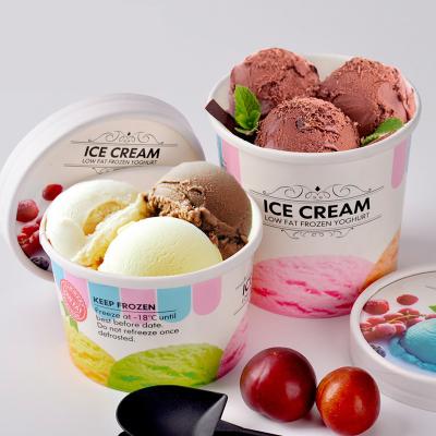 China 2020 New Recyclable Ice Cream Cup Manufacturer 18PE Wholesale 8oz/12oz Double Paper Cups With Lid for sale