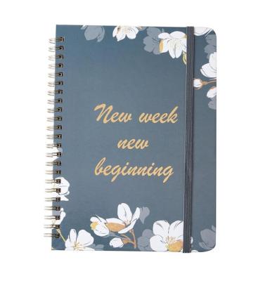 China Custom design spiral printed hardcover book notebook with flower planner notebook for school and office for sale