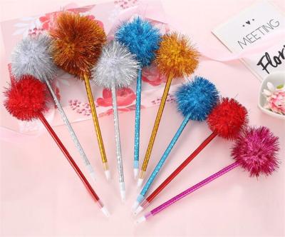 China office & School Ball Pen Super Cute POM POM Shaped Ball Pen For Kids Happy Time for sale