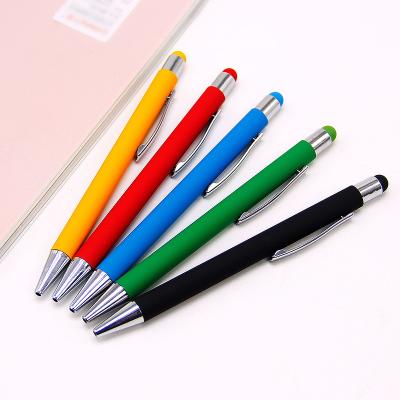 China office & School Pen Wholesale Advertising Cheap Ball Pen With Stylus On Top Logo Black Blue Ink Custom Touch Pen for sale