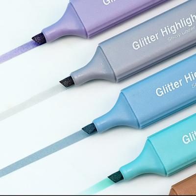 China Hot Selling Customized Student Glitter Highlighter Bar 6 Color Marker With Pen Highlighter Fluorescent Pen HL-2022 for sale