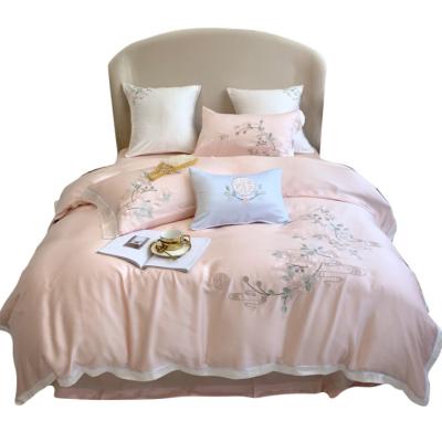 China Disposable 60S lyocell tencel duvet cover set solid color bedding set pillowcase for sale