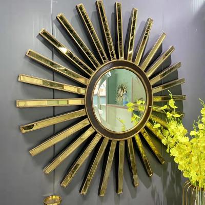 China Eco-friendly modern round wall mirror gold wall decoration wall mirror professional manufacture for sale