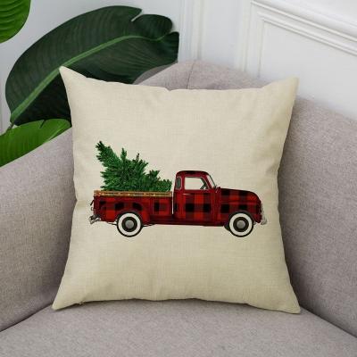 China Viable Creative Tile Sofa Cushion Cover Xmas Pillow Case Leopard Print Christmas Tree Pine Car for sale