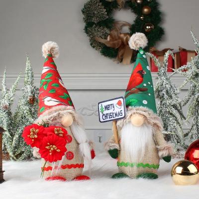 China Hot Selling Chirstmas Decor Burlap Plush Merry Christmas Gnomes Faceless Doll Christmas Print Doll Dwarf Decor for sale