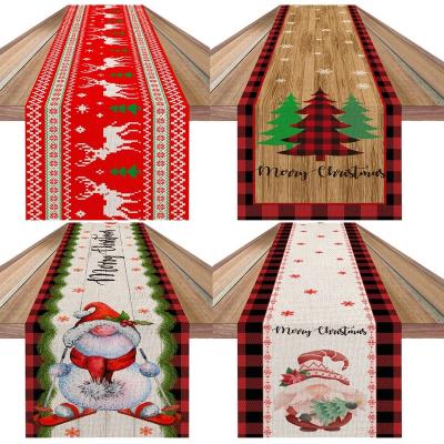 China New Arrival Christmas Table Cloth Creative Luxury Stain Red Runner Canvas Heavy Duty Christmas Table Cloth for sale