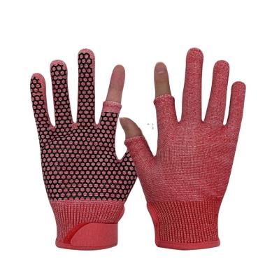 China Non Slip Non Slip 2 Cut Finger Increasing Recycling Fishing Sports Gloves Breathable Durable Spandex Non Slip Sports Gloves for sale