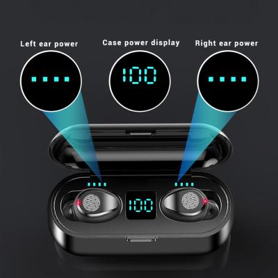 China Mobile Phone Support 2021 F9-34 8D Stereo Bass Wireless Earbuds F9 LCD Display TWS High Fidelity Earphone With Power Bank for sale