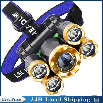 China Waterproof USB Headlamp 4 Modes Rechargeable Camping Torch 5 LED Headlamp ZYT-LED002 for sale